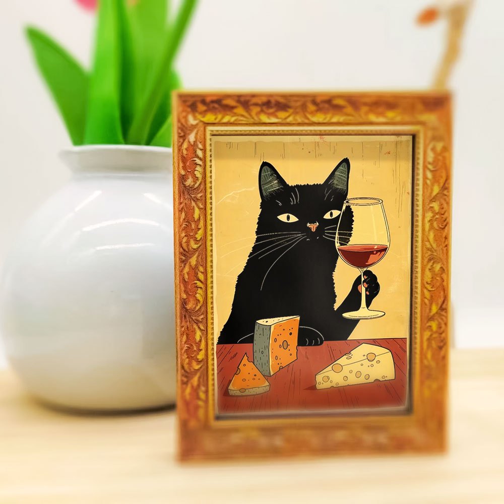 Wine Beer Refrigerator - 1 elegant black cat fridge magnet,