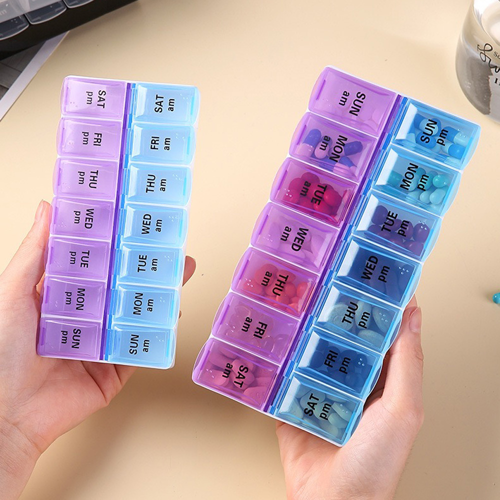 Cocktail Shaker Set - 14 Compartments Independent Pill Case Portable
