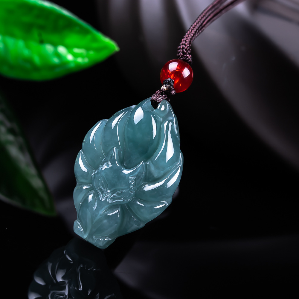 Cocktail Shaker Set - Natural Burmese Jadeite Fox Pendant Necklace