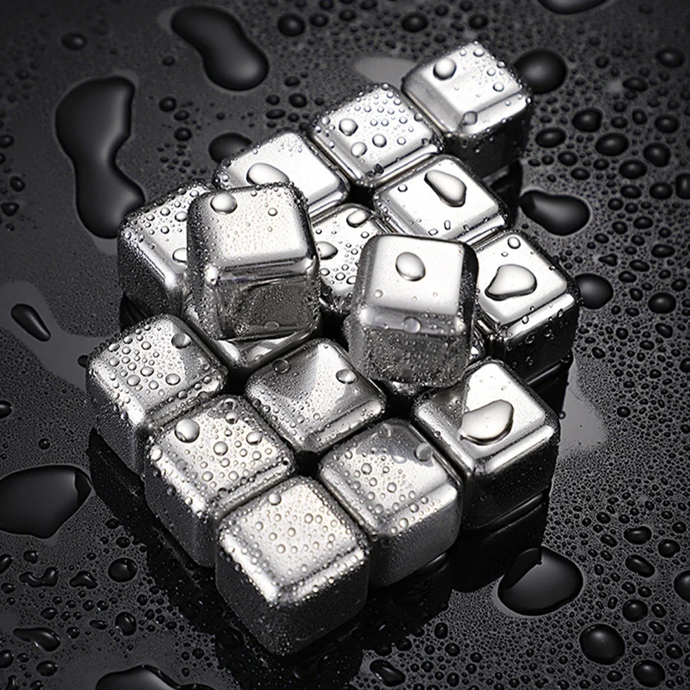 Whiskey Stone Set - Stainless Steel Ice Block Reusable Chilling