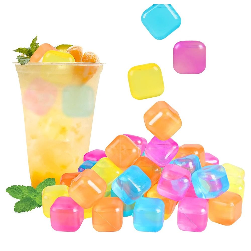 Whiskey Stone Set - Plastic Ice Cubes 20Pack Colorful Refreezable