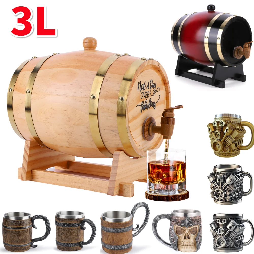 3L Wooden Whiskey Barrel with  - Wine Beer Cocktail review and price