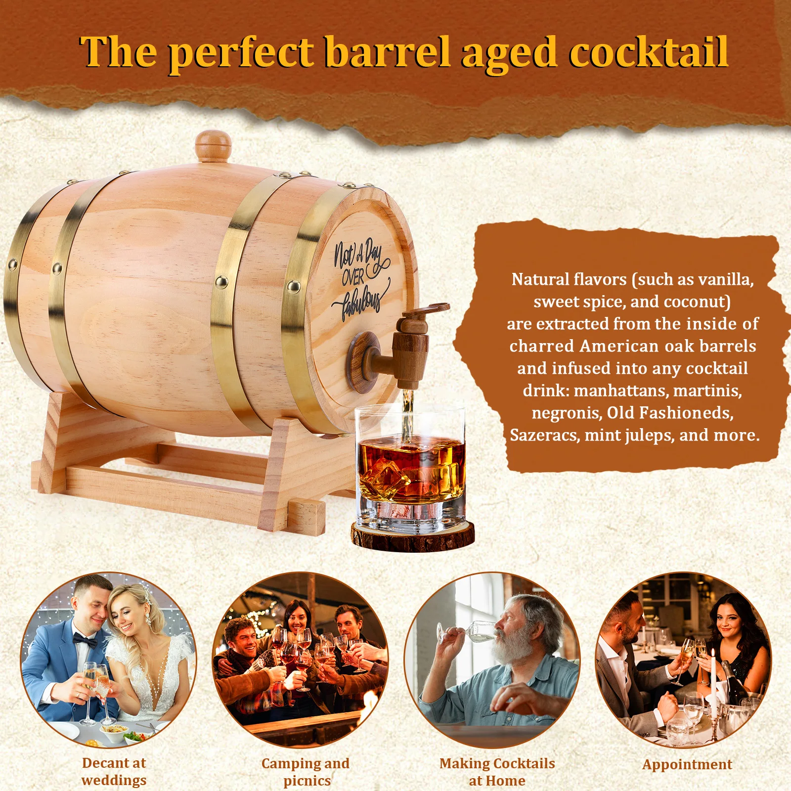 3L Wooden Whiskey Barrel with  - Wine Beer Cocktail review and price