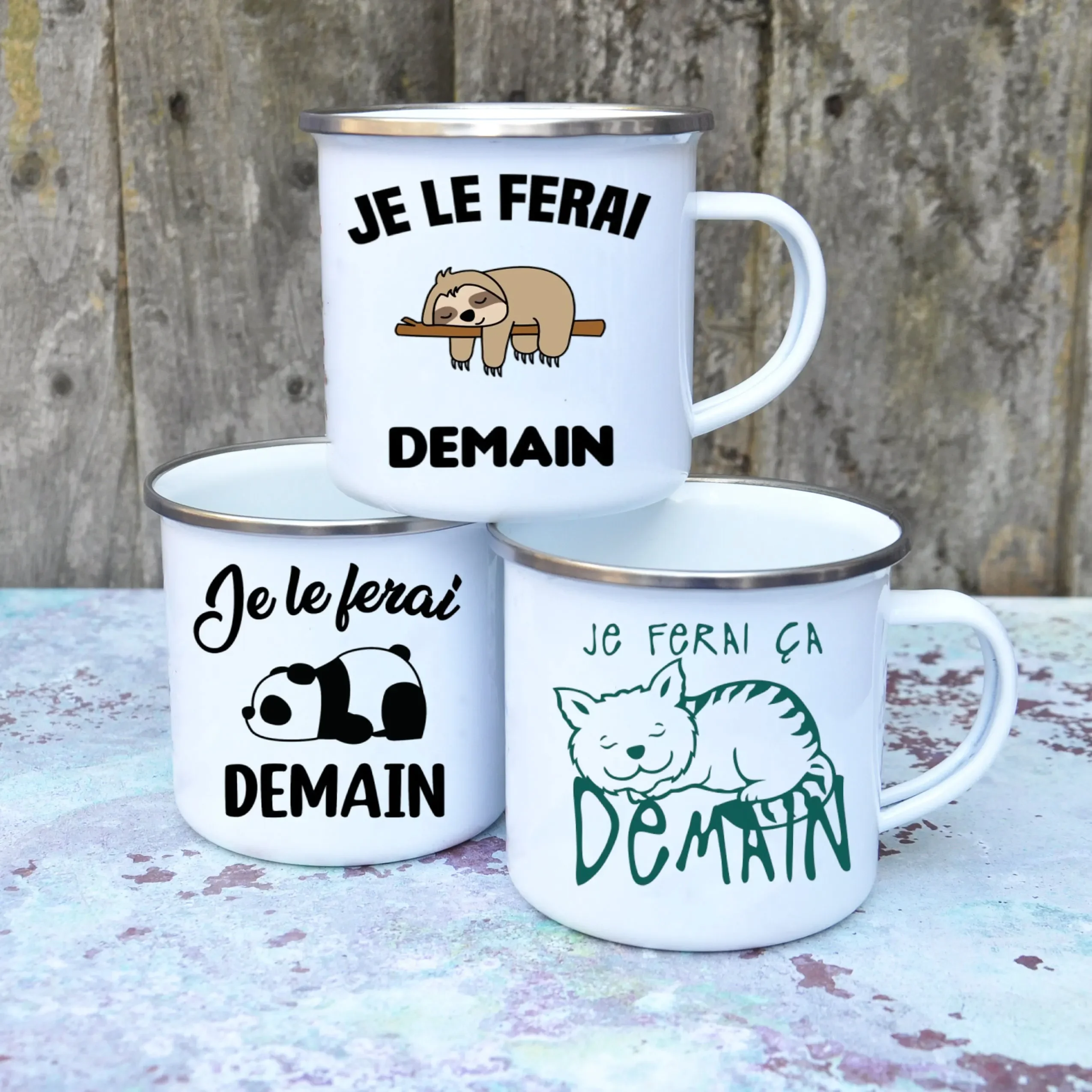 Cute Enamel Coffee Mug French  - Wine Beer Festival review and price