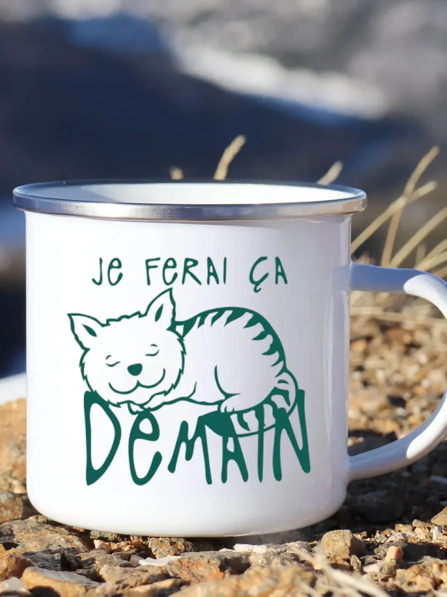 Cute Enamel Coffee Mug French  - Wine Beer Festival review and price