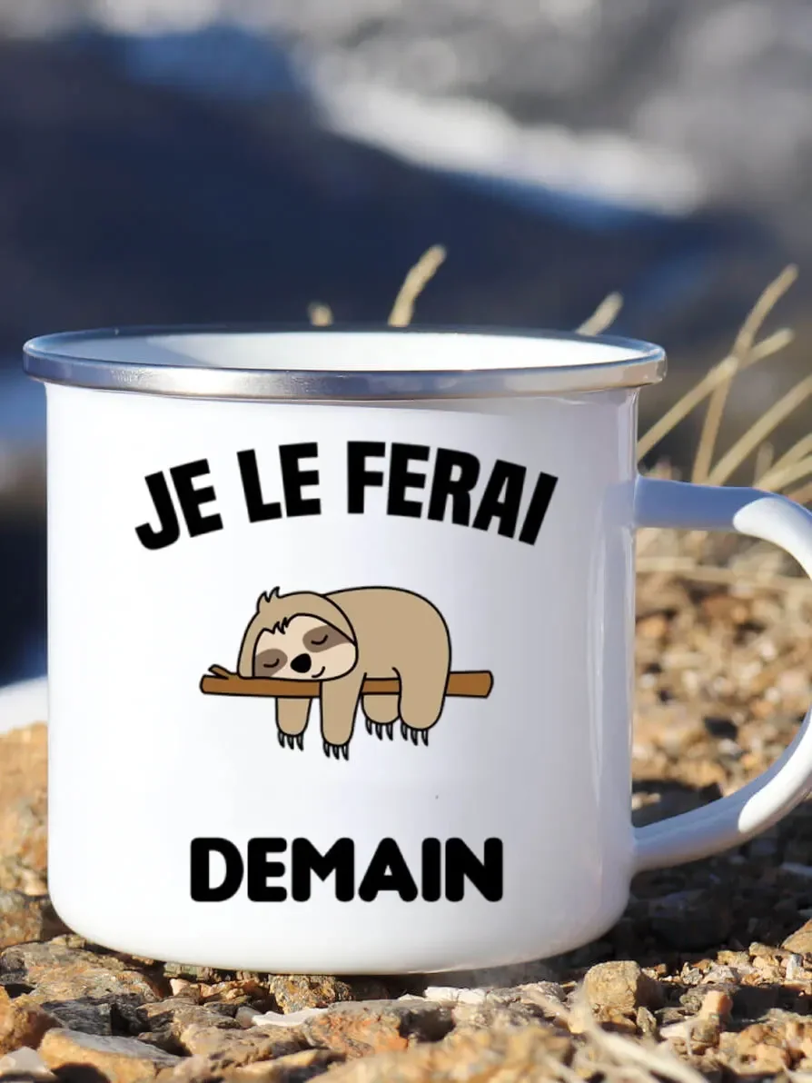 Cute Enamel Coffee Mug French  - Wine Beer Festival review and price
