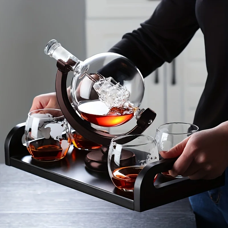 Globe Shaped Whiskey Decanter  - Whiskey Stone Set review and price